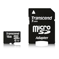 Transcend 16GB MicroSDHC Class10 UHS-1 Memory Card with Adapter 45 MB/s
