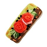 Sequin girl hair clips. Rosebud with running stitch.(Green) Bijeaux hair accessories.