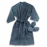Stafford - Mens Velour Robe And Slippers, Black