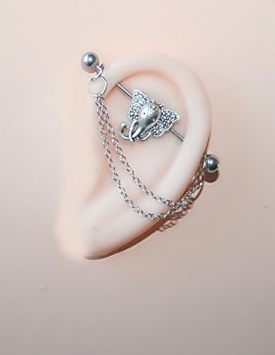 Industrial Barbell, Earring bar with an elephant head