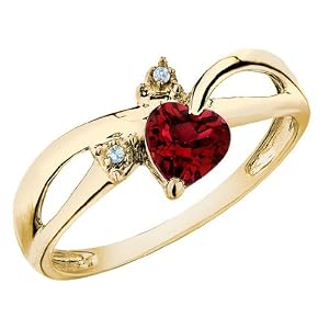 Created Ruby Heart Ring with Diamonds 1 2 Carat (ctw) in 10K Yellow Gold by MyJewelryBox.com