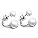 Hotshopping Fashion Jewelry 925 Sterling Silver Double Pearls Hoop Stud Earrings for Women Girls (6mm+10mm)