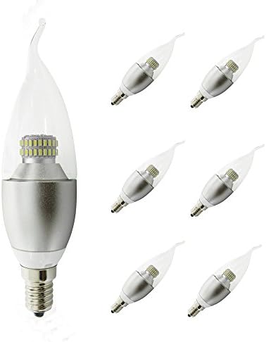 (Pack of 6,Soft/Warm White)Mylite 4 Watt LED Chandelier Light Bulbs,40 Watt Incandescent Bulbs Replacement,E12 Candelabra Base LED,Silver LED Candle Lights,350lm