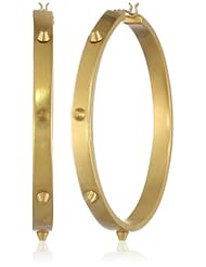 Sam Edelman Long Studded Gold Hoop Earrings