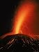 Dramatic Picture of Mt. Etna Volcano Eruption, with Sparks Flying Up in Darkness Phot...