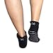Non Slip Skid Socks with Grips, For Hospital Rehab, Yoga, Pilates, Barre, Traveling, Home Use, Black (Grey Grippy Lines) - Size L/XL, 2 Pairs