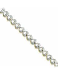Genuine .925 Sterling Silver Vermeil Diamond Accent Heart Bracelet . 100% Satisfaction Guaranteed.