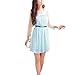 Allegra K Ladies Long Sleeves Splicing Full Lined Belted Dress Light Blue XL