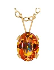 1.60 Ct Oval Ecstasy Mystic Topaz 14K Yellow Gold Pendant