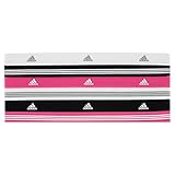 adidas Women's Sidespin Hairband (Pack of 6), Asst: White / Black / Gala Pink, One Size Fits All