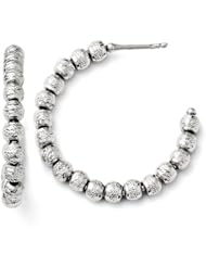 14k White gold Leslies Diamond cut Beaded Post Hoop Earrings