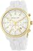 Women's White Plastic Gold Tone Quartz Chronograph Mother Of Pearl Crystal
