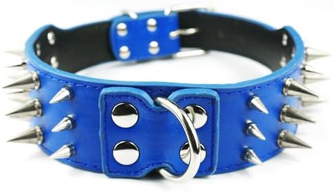 Brand New 2" Wide Spiked Studded PU Leather Dog Collar For Pitbull Amstiff
