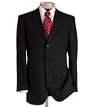 Executive 3-Button Wool Suit with Plain Front Trousers (BLACK, 52 REGULAR)