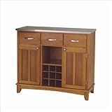 Home Styles Furniture Cottage Oak Base and Stainless Steel Top Buffet