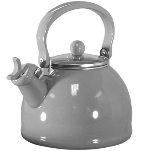 "Calypso Basics 2.2 Quart Whistling Teakettle with Glass Lid, Gray" "Calypso Basics 2.2 Quart Whistling Teakettle with Glass Lid, Gray"