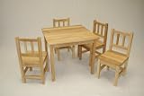 Kids Table and 4 Chairs(5pcs) Set in Natual(solid Hard Wood)