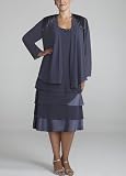 3/4 Sleeve Jacket Dress with Shoulder Detail Style 618450DW
