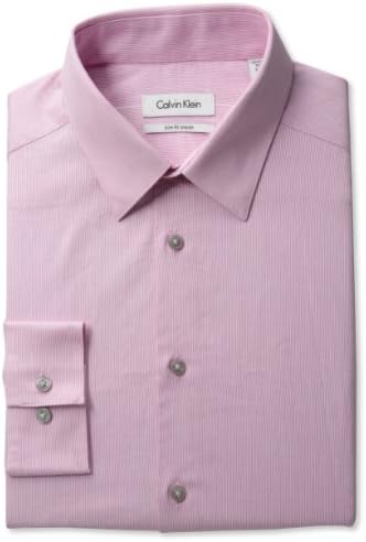 Calvin Klein Men's Long Sleeve Slim Fit Point Shirt, First Light, 15.5 34-35
