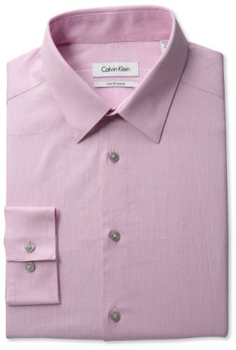 Calvin Klein Men's Long Sleeve Slim Fit Point Shirt, First Light, 15.5 34-35