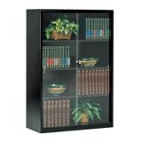 Steel Bookcase with Glass Doors Black