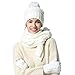 Warm Scarf Glove Hat Beanie Set - Cable Knit Winter Gift Set Pom Cap Touch Screen Glove Long Scarf 3 PCS Set for Women