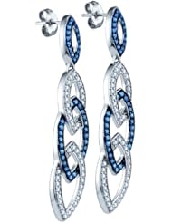 10K White Gold 1.45CT Blue Diamond Dangling Fashion Earring