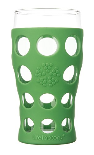 Lifefactory 20 oz. Everyday Glassware, Large, Grass Green, (Pack of 2)