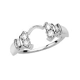 14K White Gold 1/4 ct. Round and Baguette Cut Diamond Wrap