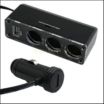 TeckNet WF-0096 3 Ways Car Cigarette Lighter Charger Adapter With One USB Jack - Black