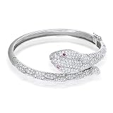 Bling Jewelry Pave CZ Wrapped Snake Bangle with Ruby Color Pink CZ Eyes