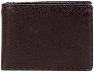 R Madison 110-4302 Bastian RFID Slimster in Dark Brown Leather with Cool Blue