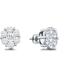 0.50 cttw. Round Diamond Flower Ladies Earrings 14K White Gold