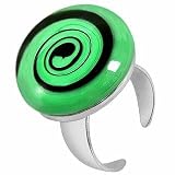 Akuamarina Swirling Murano Glass & Sterling Silver Open Ring black-green