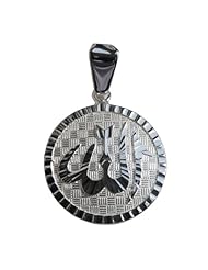 Allah Pendant for Necklace - Round St. Silver Diamond-cut Design Muslim Jewelry