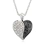Sterling Silver Black and White Diamond Heart Pendant (1/4 cttw), 18"