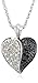 Sterling Silver Black and White Diamond Heart Pendant, 18