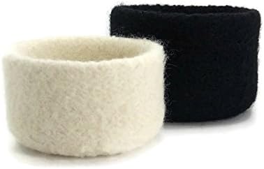 Decorative Felt Nesting Bowls Set Of Two Black &amp; Ivory