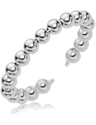 Sterling Silver Rhodium Plated Open Cuff with a Bead Motif (10mm)