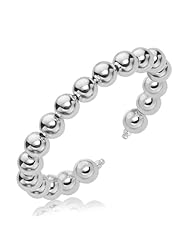 Sterling Silver Rhodium Plated Open Cuff with a Bead Motif (10mm)