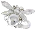 Sterling Silver Diamond Cut Bee Ring