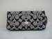Authentic Coach Signature Black Accordion Zip Around Wallet 41970