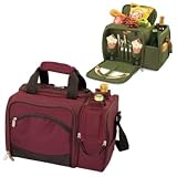 Picnic Shoulder Pack Tote Malibu Set For 2 in Burgundy by Picnic Time