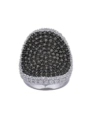 Sterling Silver Black and White Simulated Diamond Pave Ring