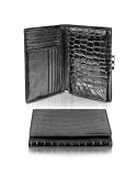 Luana Hares Croco Black Stamped French Purse Wallet