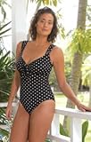 Dots One Piece Plus Size Tie Front Tank Swimsuit by Longitude® - Women's Swimwear Plus Size Swimsuit