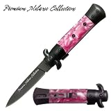 Mini Premium Milano Collection Stiletto Style Action Knife TF-675pbk (Pink)