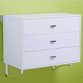 pegRAIL 36 Three Drawer Cabinet Set, 36 W x 20 D x 33 H, Espresso Wood with Satin Nickel, Shown in White w/ Polished Chrome pegRAIL 36