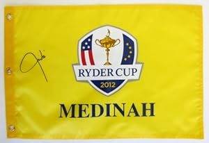 Justin Timberlake Signed 2012 Ryder Cup Medina Yellow Flag PSA/DNA T06657