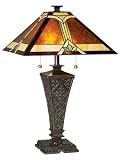Mission Faux Wicker Tiffany Style Table Lamp